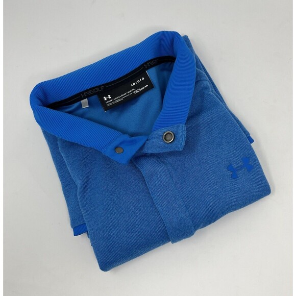 Men's Under Armour Golf Fleece Cold gear Loose  Snap 1/4‎ Closure Blue Large - Picture 1 of 8